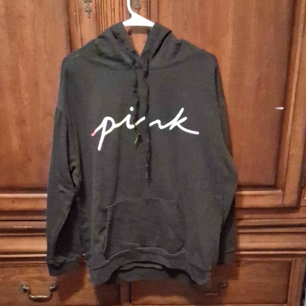 Victoria's Secret Large Black Hoodie with Pink Logo